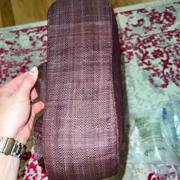 Mar y Sol Guadalupe floral raffia bag with wooden handles - Picture 2 of 5